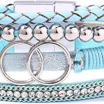 FANCY SHINY Boho Wrap Bracelets Leather Cuff Bangle Gold Beaded Bracelets for Women Stackable Infinity Bracelets Jewelry with Clasp